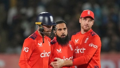 Adil Rashid led a clinical bowling performance from England as they beat India by 26 runs in Rajkot in the third T20I and tus stayed alive in the five-match series. (AP) Adil Rashid led a clinical bowling performance from England as they beat India by 26 runs in Rajkot in the third T20I and tus stayed alive in the five-match series. (AP)