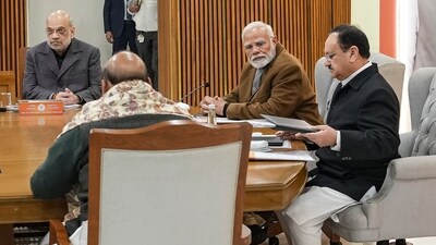 Prime Minister Narendra Modi with BJP president JP Nadda, defence minister Rajnath Singh and home minister Amit Shah during the party's Central Election Committee (CEC) meeting in New Delhi, (PTI file) Prime Minister Narendra Modi with BJP president JP Nadda, defence minister Rajnath Singh and home minister Amit Shah during the party's Central Election Committee (CEC) meeting in New Delhi, (PTI file)