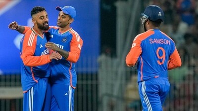 Sanju Samson convinced India captain Suryakumar Yadav to take the review, and in the end, this proved to be the right call. PTI Photo/R Senthilkumar) (PTI01_25_2025_000447B) (PTI) Sanju Samson convinced India captain Suryakumar Yadav to take the review, and in the end, this proved to be the right call. PTI Photo/R Senthilkumar) (PTI01_25_2025_000447B) (PTI)