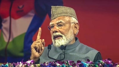 Prime Minister Narendra Modi addresses a gathering during the opening ceremony of 38th National Games in Dehradun (@NarendraModi on Youtube via PTI Photo) Prime Minister Narendra Modi addresses a gathering during the opening ceremony of 38th National Games in Dehradun (@NarendraModi on Youtube via PTI Photo)