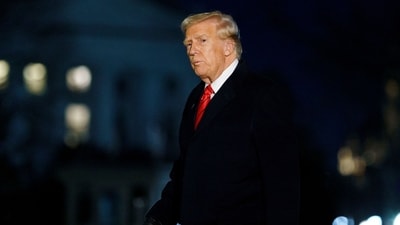 Trump, who has long been critical of state Governor Gavin Newsom, announced on social media that the military “TURNED ON THE WATER” under emergency powers. (Bloomberg) Trump, who has long been critical of state Governor Gavin Newsom, announced on social media that the military “TURNED ON THE WATER” under emergency powers. (Bloomberg)