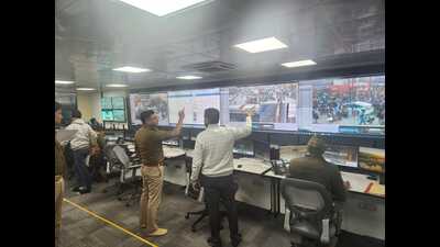 The Integrated Command and Control Centre in the Mela area (HT Photo) The Integrated Command and Control Centre in the Mela area (HT Photo)