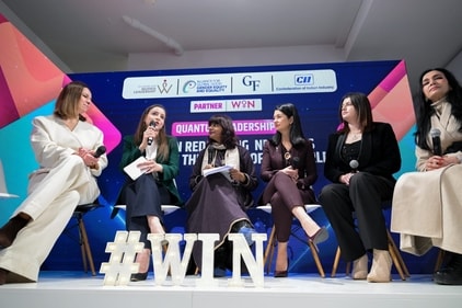 Women Inspiring Network (WIN) x CII panel at Davos 2025- Tetiana Petrukha, Founder, Head Business Trainer, Evolve!, Clara Richter, Founder, Women With Impact, Stuti Jalan, Founder, Women Inspiring Network (WIN), Iryna Papusha, PhD, President & Co-Founder, Women Leaders For Ukraine, Mihaela Gjorcheva, Member of the Management Board, International Slavic University and Vinita Jain, Founder Chairperson, Biotique Women Inspiring Network (WIN) x CII panel at Davos 2025- Tetiana Petrukha, Founder, Head Business Trainer, Evolve!, Clara Richter, Founder, Women With Impact, Stuti Jalan, Founder, Women Inspiring Network (WIN), Iryna Papusha, PhD, President & Co-Founder, Women Leaders For Ukraine, Mihaela Gjorcheva, Member of the Management Board, International Slavic University and Vinita Jain, Founder Chairperson, Biotique