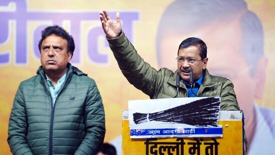 AAP chief Arvind Kejriwal during a rally. (X/AAP)