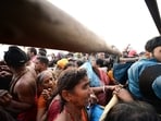 Prayagraj, India, Jan 29, 2025:::Devotees jumped the barricades as a massive crowd arrived to bath in Sangam on the occasion of 'Mauni Amavasya' at Mahakumbh in Prayagraj, Uttar Pradesh, India, on Wednesday, January 29, 2025. Prayagraj, India, Jan 29, 2025:::Devotees jumped the barricades as a massive crowd arrived to bath in Sangam on the occasion of 'Mauni Amavasya' at Mahakumbh in Prayagraj, Uttar Pradesh, India, on Wednesday, January 29, 2025.