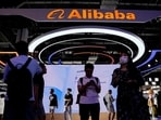 Alibaba Group sign is seen at the World Artificial Intelligence Conference (WAIC) in Shanghai, China. 