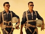 Akshay Kumar and Veer Pahariya in a still from Sky Force. Akshay Kumar and Veer Pahariya in a still from Sky Force.