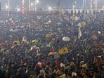 Pilgrims arrive to take a holy dip at the Triveni Sangam on the occasion of 'Mauni Amavasya' during the Maha Kumbh mela in Prayagraj on January 29, 2025. Pilgrims arrive to take a holy dip at the Triveni Sangam on the occasion of 'Mauni Amavasya' during the Maha Kumbh mela in Prayagraj on January 29, 2025.