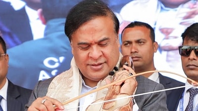 Assam Chief Minister Himanta Biswa Sarma during the 5th year celebration event of the Bodo Peace Accord, in Kokrajhar on Tuesday. (ANI/Abdul Sajid) Assam Chief Minister Himanta Biswa Sarma during the 5th year celebration event of the Bodo Peace Accord, in Kokrajhar on Tuesday. (ANI/Abdul Sajid)