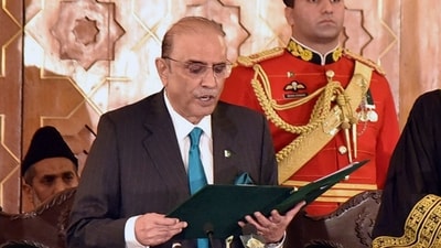 President Asif Ali Zardari during a ceremony at the Presidential Palace. (AP) President Asif Ali Zardari during a ceremony at the Presidential Palace. (AP)