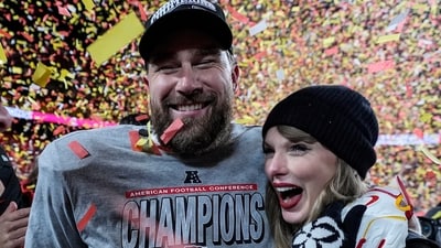 Taylor Swift is exploring the possibility of buying a house in Kansas City with Travis Kelce, as their relationship continues to grow. (AP Photo/Ashley Landis) (AP)