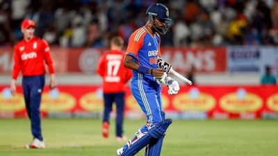 India's Hardik Pandya walks back to the pavillion after being dismissed by England's Jamie Overton during the 3rd T20I, at Niranjan Shah Stadium in Rajkot. (ANI) India's Hardik Pandya walks back to the pavillion after being dismissed by England's Jamie Overton during the 3rd T20I, at Niranjan Shah Stadium in Rajkot. (ANI)