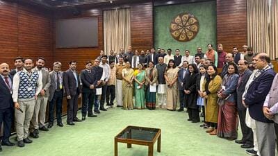 Members of the Joint Parliamentary Committee after a meeting on the Waqf Amendment Bill, in New Delhi, on Wednesday (PTI) Members of the Joint Parliamentary Committee after a meeting on the Waqf Amendment Bill, in New Delhi, on Wednesday (PTI)