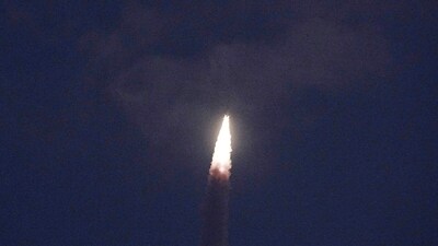 Sriharikota: ISRO's 100th launch, Geosynchronous Satellite Launch Vehicle (GSLV-F15) carrying navigation satellite NVS-02 lifts off, from Satish Dhawan Space Centre. (PTI) Sriharikota: ISRO's 100th launch, Geosynchronous Satellite Launch Vehicle (GSLV-F15) carrying navigation satellite NVS-02 lifts off, from Satish Dhawan Space Centre. (PTI)