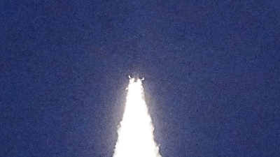 Sriharikota: ISRO's 100th launch, Geosynchronous Satellite Launch Vehicle (GSLV-F15) carrying navigation satellite NVS-02 lifts off, from Satish Dhawan Space Centre. (PTI) Sriharikota: ISRO's 100th launch, Geosynchronous Satellite Launch Vehicle (GSLV-F15) carrying navigation satellite NVS-02 lifts off, from Satish Dhawan Space Centre. (PTI)