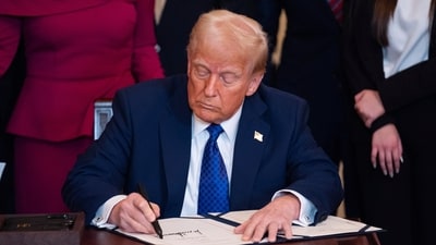 President Donald Trump signs the Laken Riley Act during in the East Room of the White House. (AP) President Donald Trump signs the Laken Riley Act during in the East Room of the White House. (AP)