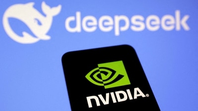 Nvidia and DeepSeek logos. (REUTERS)