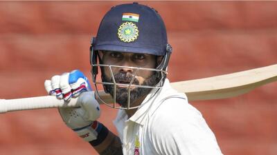 Virat Kohli during a training session with the Delhi Ranji Trophy team at the Arun Jaitley Stadium in New Delhi on Tuesday. (PTI)