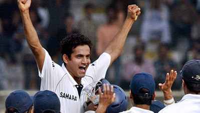Irfan Pathan celebrates with team-mates after taking a hat-trick in the very first over of a Test match against Pakistan in Karachi. (Getty Images) Irfan Pathan celebrates with team-mates after taking a hat-trick in the very first over of a Test match against Pakistan in Karachi. (Getty Images)