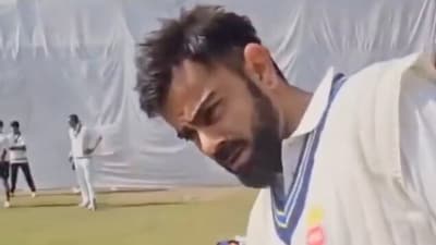 Virat Kohli talks to a youngster (X) Virat Kohli talks to a youngster (X)