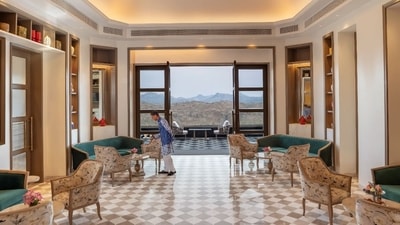 ITC Hotels share price: Surrounded by the Aravalis, Mementos by ITC Hotels, Ekaaya offers stunning vistas of the verdant valley below, while the sky complements its beauty. (Representational Image)
