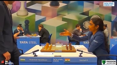 Yakubboev refused a handshake with Vaishali Ramesbabu (X) Yakubboev refused a handshake with Vaishali Ramesbabu (X)