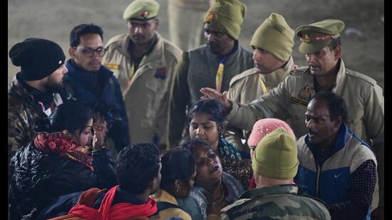 Eyewitnesses recounted scenes of panic and disorder. “People fell, tried to stand up, lost from loved ones in the melee,” said an onlooker. (HT Photo/Deepak Gupta)