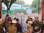 Police personnel outside Punjab Chief Minister Bhagwant Mann's Kapurthala House residence, in New Delhi, Thursday, Jan. 30, 2025. AAP on Thursday claimed that a team of Election Commission officials reached Kapurthala House for search. Police personnel outside Punjab Chief Minister Bhagwant Mann's Kapurthala House residence, in New Delhi, Thursday, Jan. 30, 2025. AAP on Thursday claimed that a team of Election Commission officials reached Kapurthala House for search.