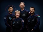 Shubhanshu Shukla (encircled) of India with Peggy Whitson, Axiom Space’s director of Human Spaceflight and astronaut Sławosz Uznanski-Wisniewski of Poland and Tibor Kapu of Hungary.