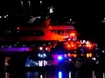 Washington DC plane crash: Debris is seen at the site of the crash, after American Eagle flight 5342 collided with a Black Hawk helicopter while approaching Reagan Washington National Airport and crashed into the Potomac River.