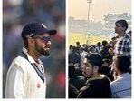 Fans thronged at the Arun Jaitely Stadium in New Delhi to catch a glimpse of Virat Kohli during a Ranji Trophy match Fans thronged at the Arun Jaitely Stadium in New Delhi to catch a glimpse of Virat Kohli during a Ranji Trophy match