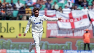 India's Kuldeep Yadav celebrates during the 5th Test (BCCI-X) India's Kuldeep Yadav celebrates during the 5th Test (BCCI-X)