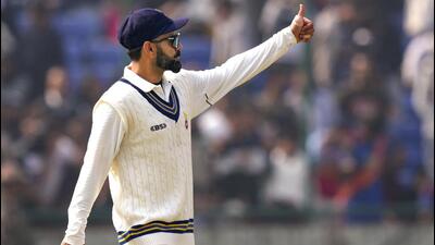 Delhi’s Virat Kohli on the first day of the Ranji Trophy match against Railways. (PTI) Delhi’s Virat Kohli on the first day of the Ranji Trophy match against Railways. (PTI)