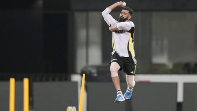 India's Mohammed Shami attends a practice session. (AP) India's Mohammed Shami attends a practice session. (AP)