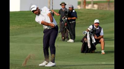 India's Gaganjeet Bhullar plays a shot during the International Series Qatar golf tournament at the Doha Golf Club in Doha on November 30, 2024. (Photo by KARIM JAAFAR / AFP) (AFP) India's Gaganjeet Bhullar plays a shot during the International Series Qatar golf tournament at the Doha Golf Club in Doha on November 30, 2024. (Photo by KARIM JAAFAR / AFP) (AFP)