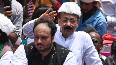 Bandra East MLA Zeeshan Siddique with his late father Baba Siddique in Mumbai. (Raju Shinde/ HT file) Bandra East MLA Zeeshan Siddique with his late father Baba Siddique in Mumbai. (Raju Shinde/ HT file)