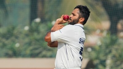 Mumbai: Mumbai's Shardul Thakur bowls a delivery (PTI) Mumbai: Mumbai's Shardul Thakur bowls a delivery (PTI)