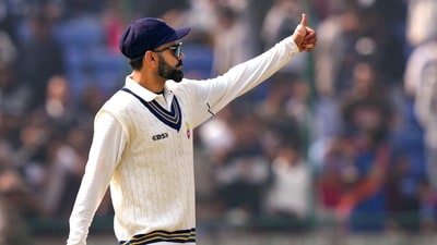 Delhi's Virat Kohli on the first day of a Ranji trophy cricket match between Delhi and Railways, at the Arun Jaitley Stadium, in New Delhi, Thursday, Jan. 30, 2025 (PTI) Delhi's Virat Kohli on the first day of a Ranji trophy cricket match between Delhi and Railways, at the Arun Jaitley Stadium, in New Delhi, Thursday, Jan. 30, 2025 (PTI)