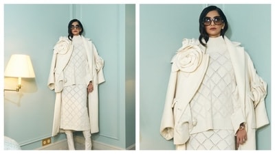 She wore this look to Elie Saab Haute Couture Spring Summer 2025 show. She wore this look to Elie Saab Haute Couture Spring Summer 2025 show. 