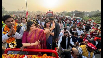 The Mainpuri MP’s 10-km roadshow started from Kumarganj Khadasa Marg in Ayodhya’s Milkipur. (Sourced) The Mainpuri MP’s 10-km roadshow started from Kumarganj Khadasa Marg in Ayodhya’s Milkipur. (Sourced)