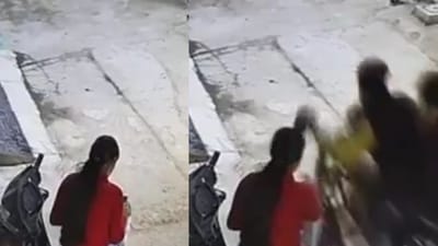 The incident was captured on CCTV. (X/@Gharkakalesh ) The incident was captured on CCTV. (X/@Gharkakalesh )