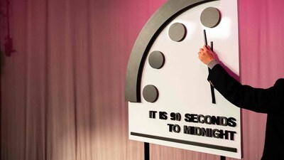 The Doomsday Clock being set to 89 seconds (AFP / File) The Doomsday Clock being set to 89 seconds (AFP / File)