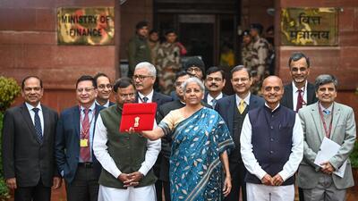 Union finance minister Nirmala Sitharaman before presenting Budget 2024 on February 1, 2024. (Sanchit Khanna/ HT File Photo)