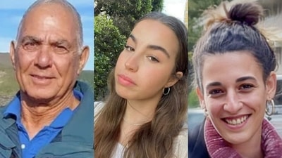 (From left) Gadi Moses, 80, Agam Berger, 20 and Arbel Yehoud, 29. (@Israel/X) (From left) Gadi Moses, 80, Agam Berger, 20 and Arbel Yehoud, 29. (@Israel/X)