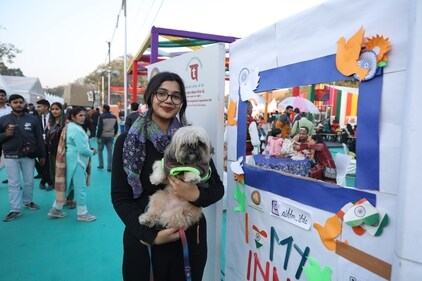 Jeevanshi Gulati, a student, decided to check out the fest with her pup, Pixie! (Photo: Manoj Verma)