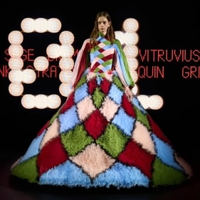 A piece from Valentino's collection with an unusual colour palette A piece from Valentino's collection with an unusual colour palette