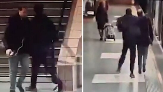 Man stabs stranger for bumping into him outside a subway station in France. (Screengrab)