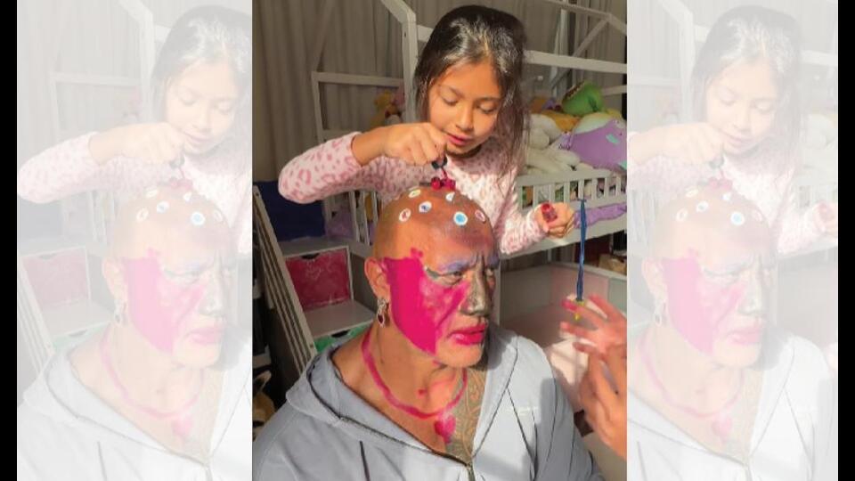 Dwayne Johnson finally allowed his daughters to give him a makeover. (INSTAGRAM/@THEROCK)