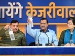 Arvind Kejriwal, National Convenor of Aam Admi Party along with AAP leaders Sanjay Singh, Atishi addressing a press conference in New Delhi Arvind Kejriwal, National Convenor of Aam Admi Party along with AAP leaders Sanjay Singh, Atishi addressing a press conference in New Delhi