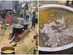 In the purported video, a police officer can be seen adding ash to the food being prepared over a stove.